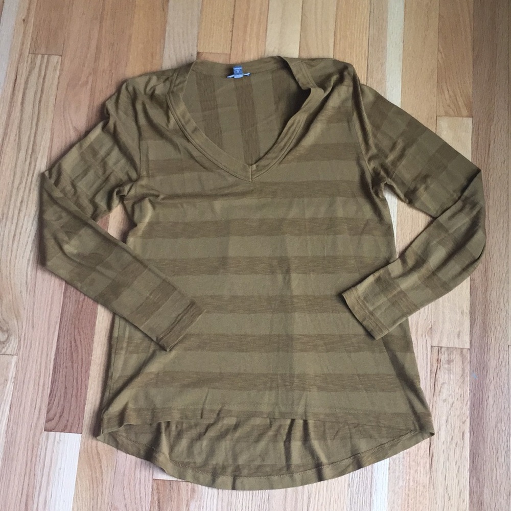 Lilla P Mustard brown stripe top small